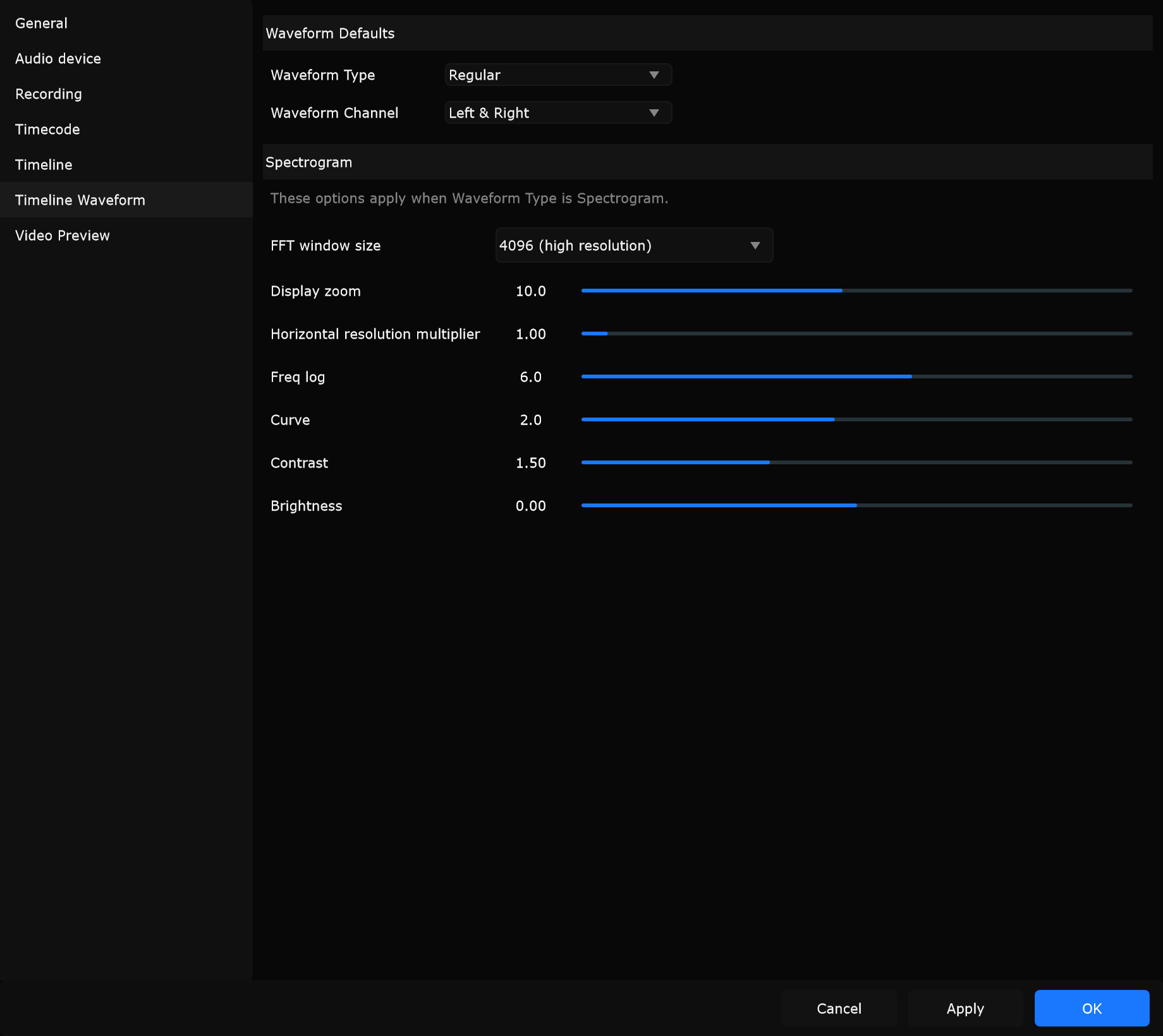 Preferences - Timeline Waveform
